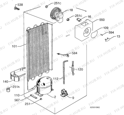 Взрыв-схема холодильника Zanussi ZK20/9DAC3 - Схема узла Cooling system 017